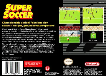 Super Soccer (USA) (Arcade) box cover back